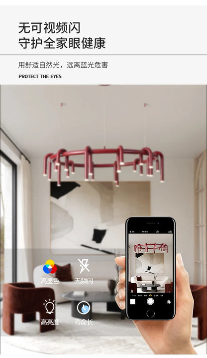 Nordic U-shaped Pendant lamp water pipe long strip Chandelier