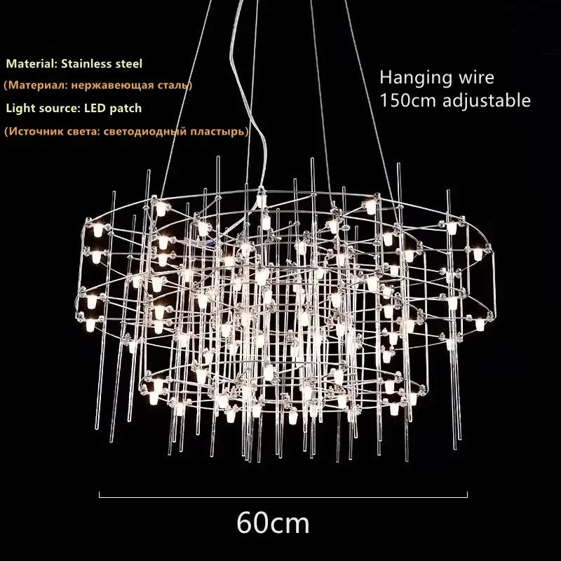 Luxury Stainless Steel Chandelier Modern Chrome LED Firefly Ceiling Chandelier