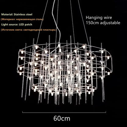 Luxury Stainless Steel Chandelier Modern Chrome LED Firefly Ceiling Chandelier