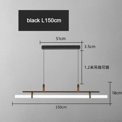 Nordic Minimalist Dining room Study Room Office Desk lighting Coffee Table Kitchen island Long Strip LED Ceiling Pendant Lamp