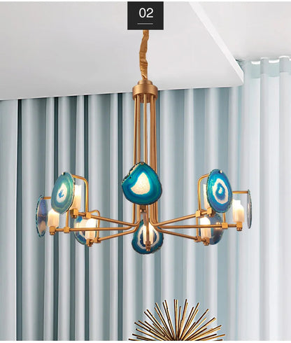 Two Tier Agate Nordic creative chandelier post-modern art deco lamp