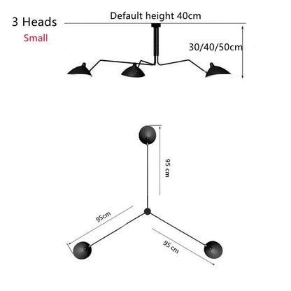 Mouille Ceiling Lamp Nordic Spider Pendant Light Multi 3/6heads for Living Room Bedroom Black Luminaire Home Decor