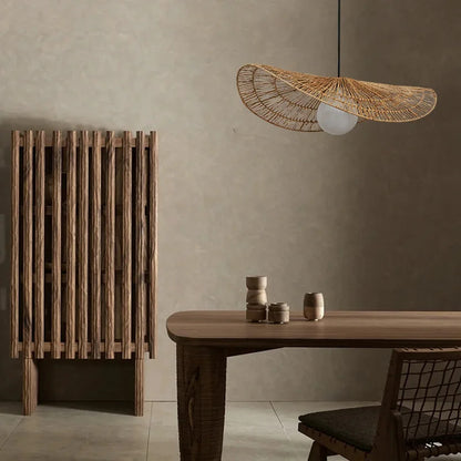Wabi Sabi Rattan Chandelier Retro LED Weaving Pendant Lamp