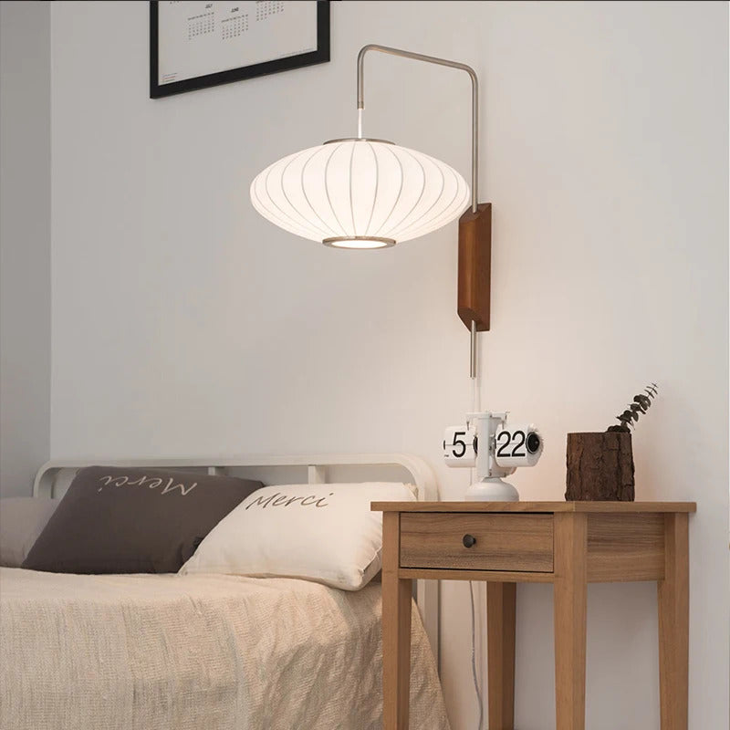 Nordic minimalist milk white wall lamp Danish designer Hand Woven Silk table light