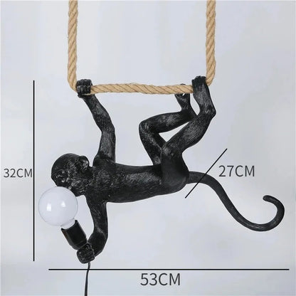 Resin chameleon pendant light Retro Hemp Rope Monkey Pendant Lamp