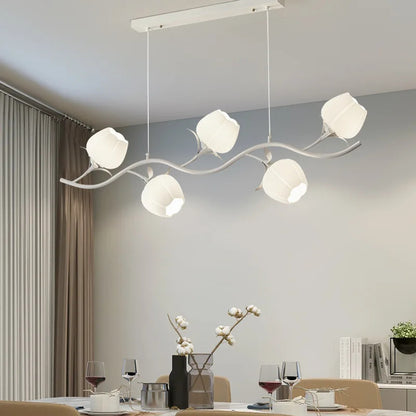 French Rural Flower Pendant Lamp Cream Style Green flower Chandelier