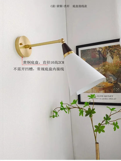 American Luxury Brass golden Wall Lamp Retro Swing Arm Adjustable Wall Light