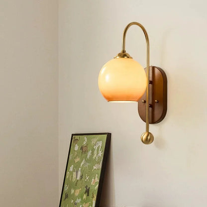 French Lomin Retro Wall Lamp Luxury vintage Glass wooden Wall Light sconce
