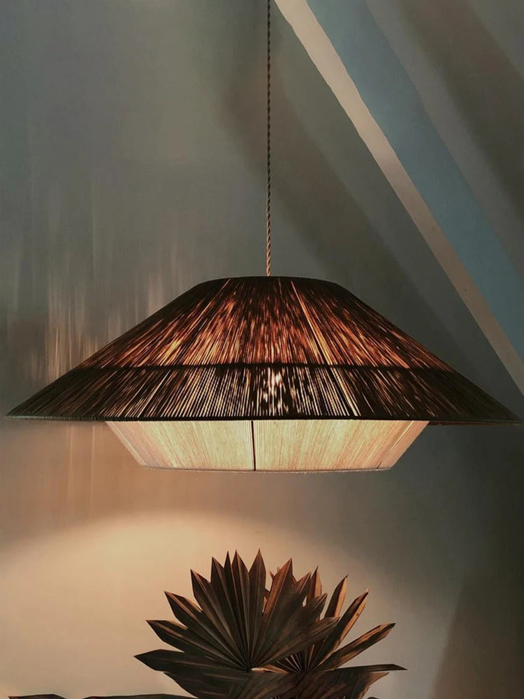 Vintage Wabi Sabi Pendant Lamp Hemp Rope Chandelier