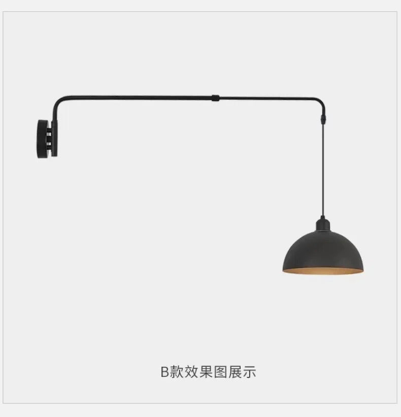 Nordic Swing Arm Black Wall Light Modern corner living room long Adjustable Wall lamp