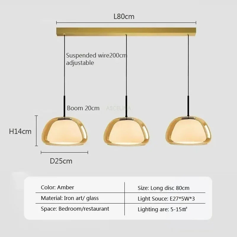 Nordic Glass Jellies Design Hanging Lamp Indoor Dining Living Room Pendant Light