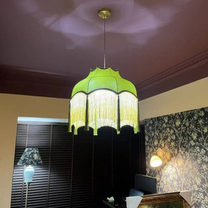 French Green Tassel Dining Room Chandeliers Retro Tassel pendant lamp