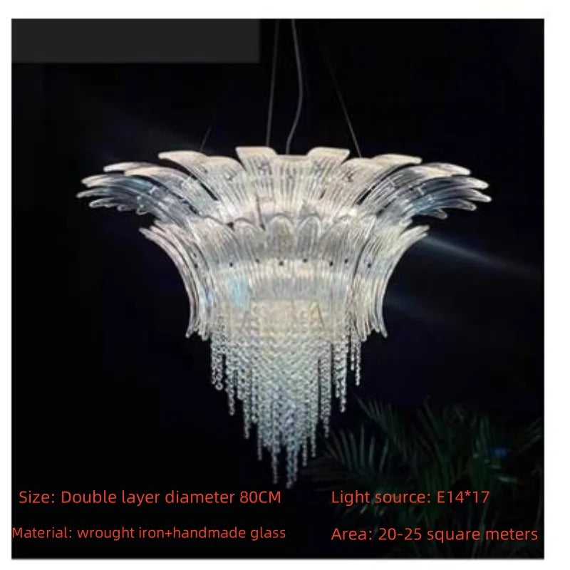 Modern Luxury Crystal Chandelier Hotel Villa Staircase Pendant Lamp