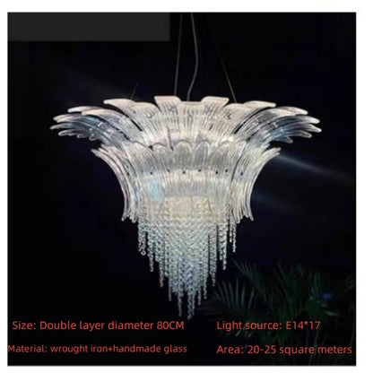 Modern Luxury Crystal Chandelier Hotel Villa Staircase Pendant Lamp