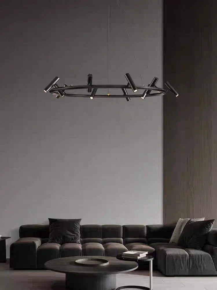 Nordic ring Chandelier balck Metal adjustable spot lamp living room Dining Room Kitchen Indoor Lighting led round Pendant light