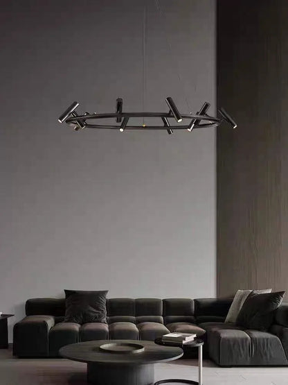 Nordic ring Chandelier balck Metal adjustable spot lamp living room Dining Room Kitchen Indoor Lighting led round Pendant light