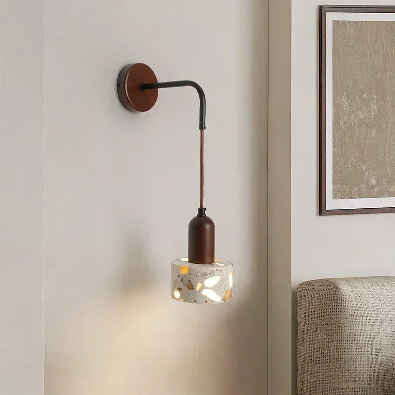 Natural cave Stone Wall Light Medieval Bedside cement Sconce lamp LED Lighting