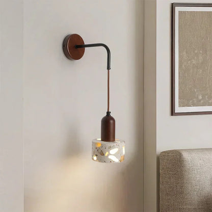 Natural cave Stone Wall Light Medieval Bedside cement Sconce lamp LED Lighting