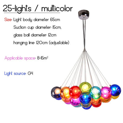 Nordic LED Bubble Lamp Chandelier Modern Clear Glass Ball Suspension Lamp