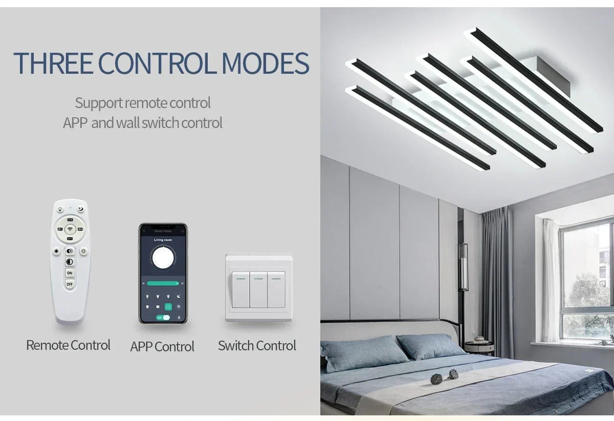 Art Fishbone Line Acrylic LED Ceiling Lamp Living Room Bedroom Lighting