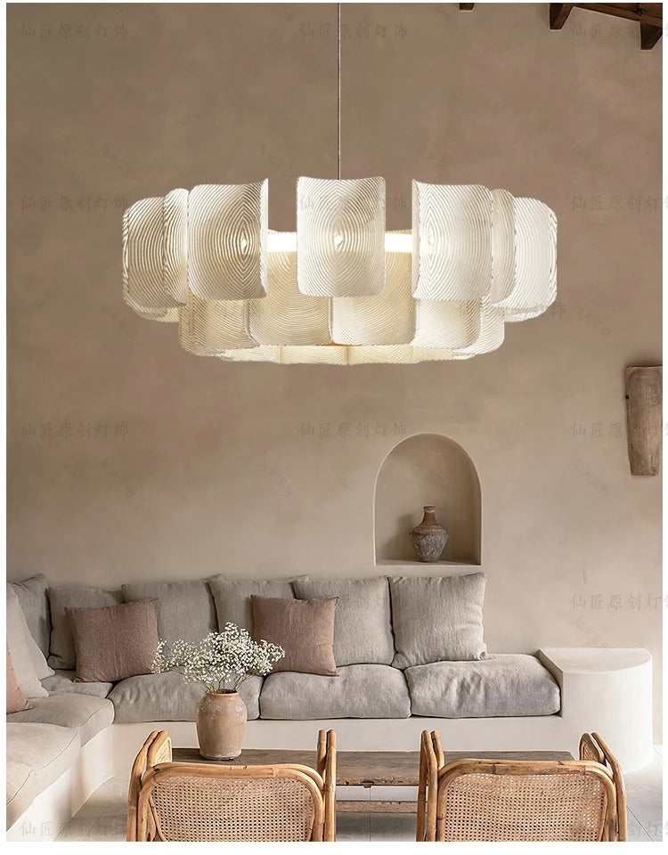 Creative Living Room Large Chandelier Minimalist Wabi Sabi LED Chandelier