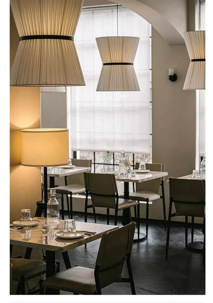 Wabi Sabi White Fabric Pendant Lamp Nordic Restaurant Decoration Cloth Chandelier