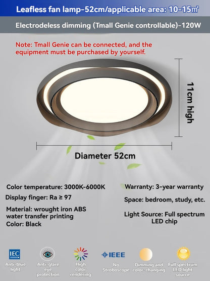 Modern Bladeless Ceiling Lamp Fan Living Room Silent Air Circulation Fan