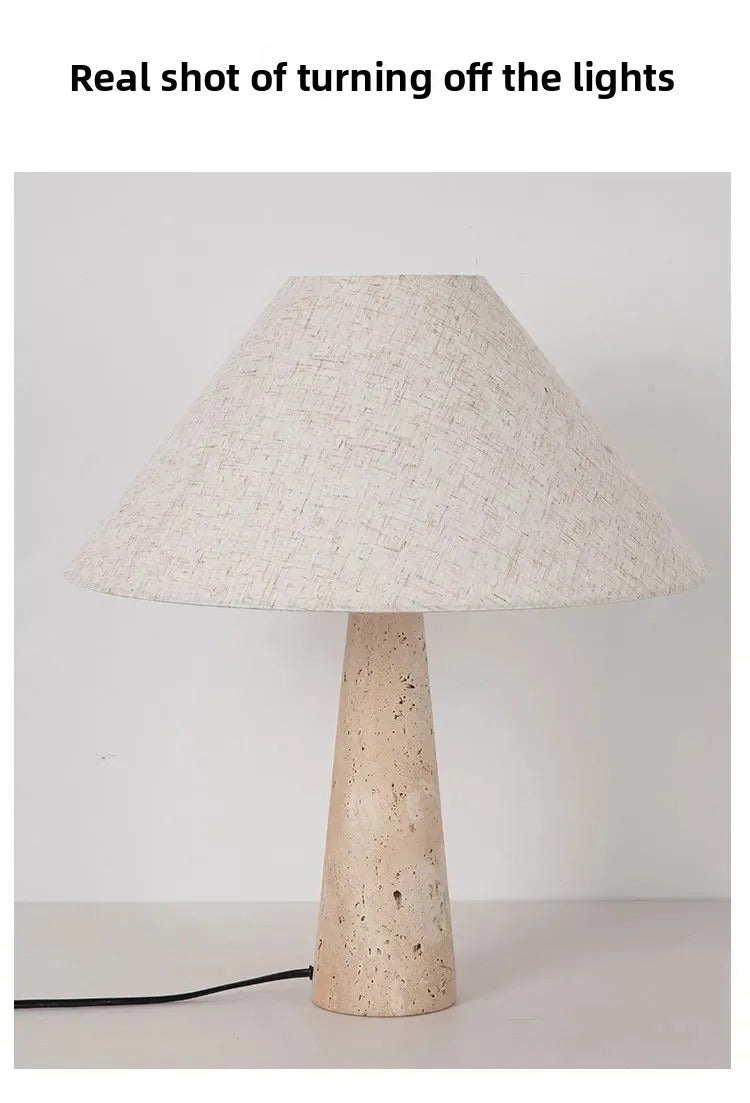 Yellow Travertine Fabric Art Table Lamp Japanese Stone Table Lamp