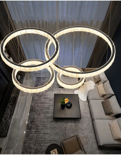 Luxury Crystal LED Pendant Lights Home Villa Living Room Dimmable Lighting Lustre Decoration Ceiling Chandelier Lamps Fixtures