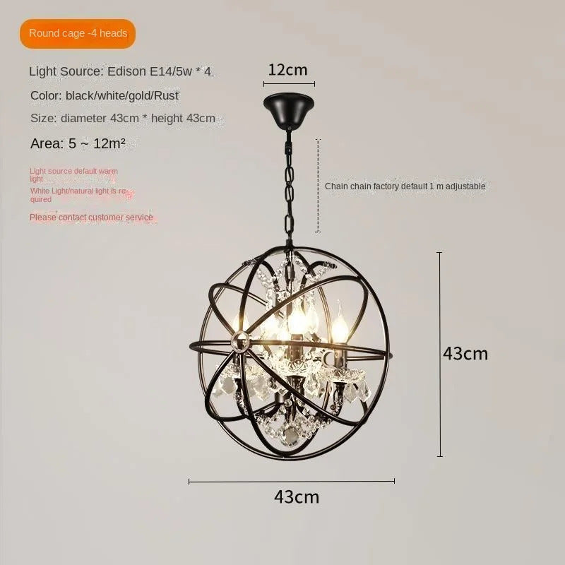 Retro Wrought Iron Chandelier Rustic Orb Chandelier