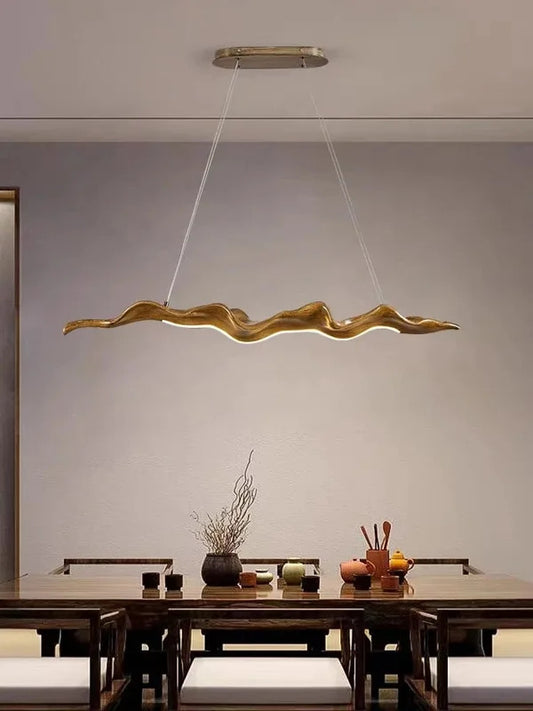 Vintage Resin Leaf Pendant Lights Dining Room Bedroom LED Chandelier Fixtures