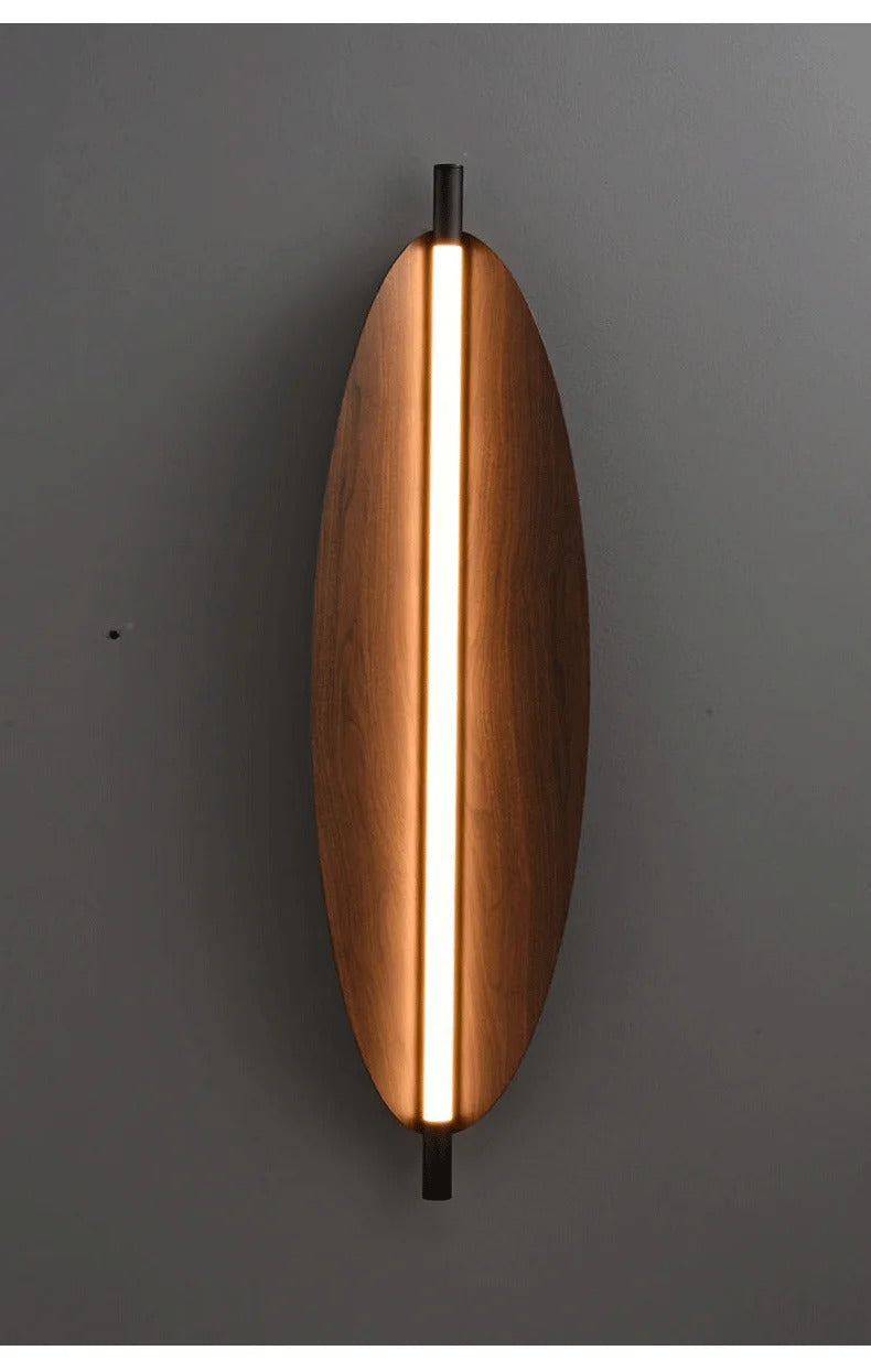 Thula leaf Wall Lamp Nordic Long minimalist wall light Japanese Wood Grain sconce