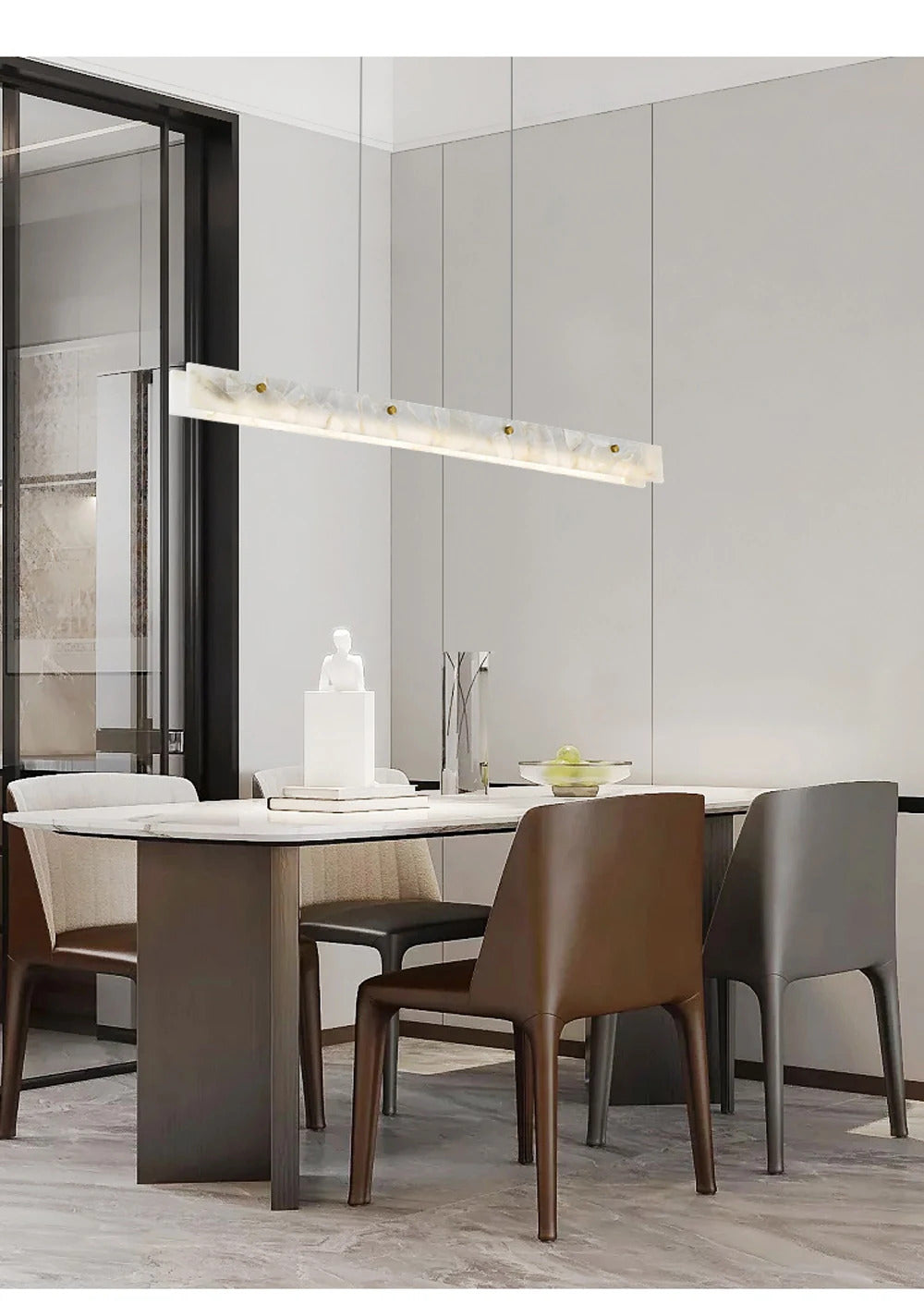 Marble Rectangular long strip Chandelier Modern Luxury resin acrylic Gold Pendant light