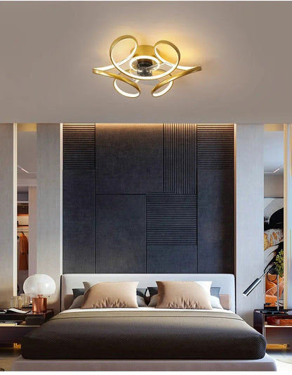 Modern simple LED Ceiling Fan Lamp with remote control Dining Room Bedroom Indoor lighting