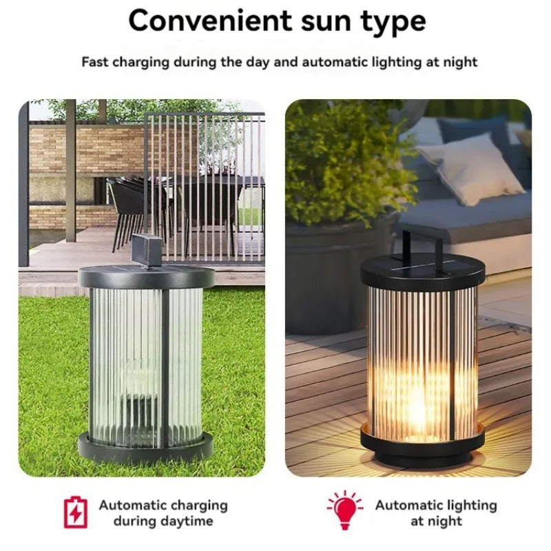 Modern Simple Clear Glass Landscape Lights Lantern Garden Solar Outdoor Light Courtyard Lawn Balcony Decoration Floor Lights