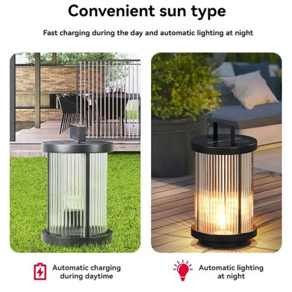 Modern Simple Clear Glass Landscape Lights Lantern Garden Solar Outdoor Light Courtyard Lawn Balcony Decoration Floor Lights