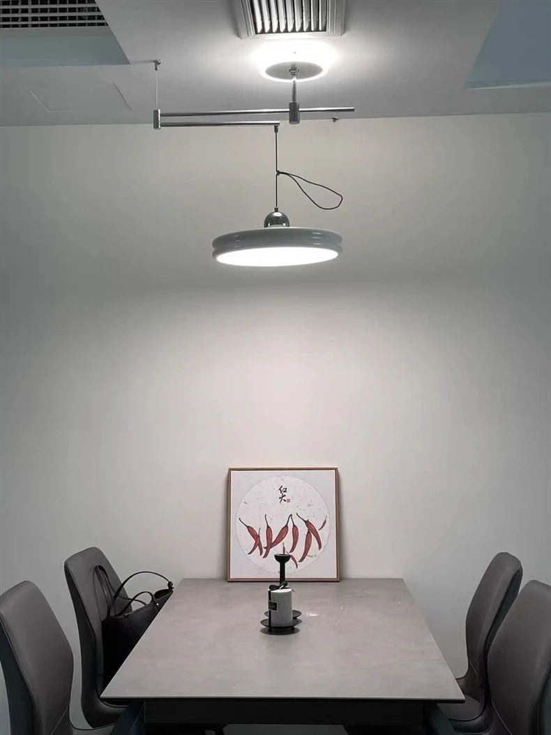 French Flying Saucer Pendant Light Creative Design Extendable Rotating Long Pole Lamp