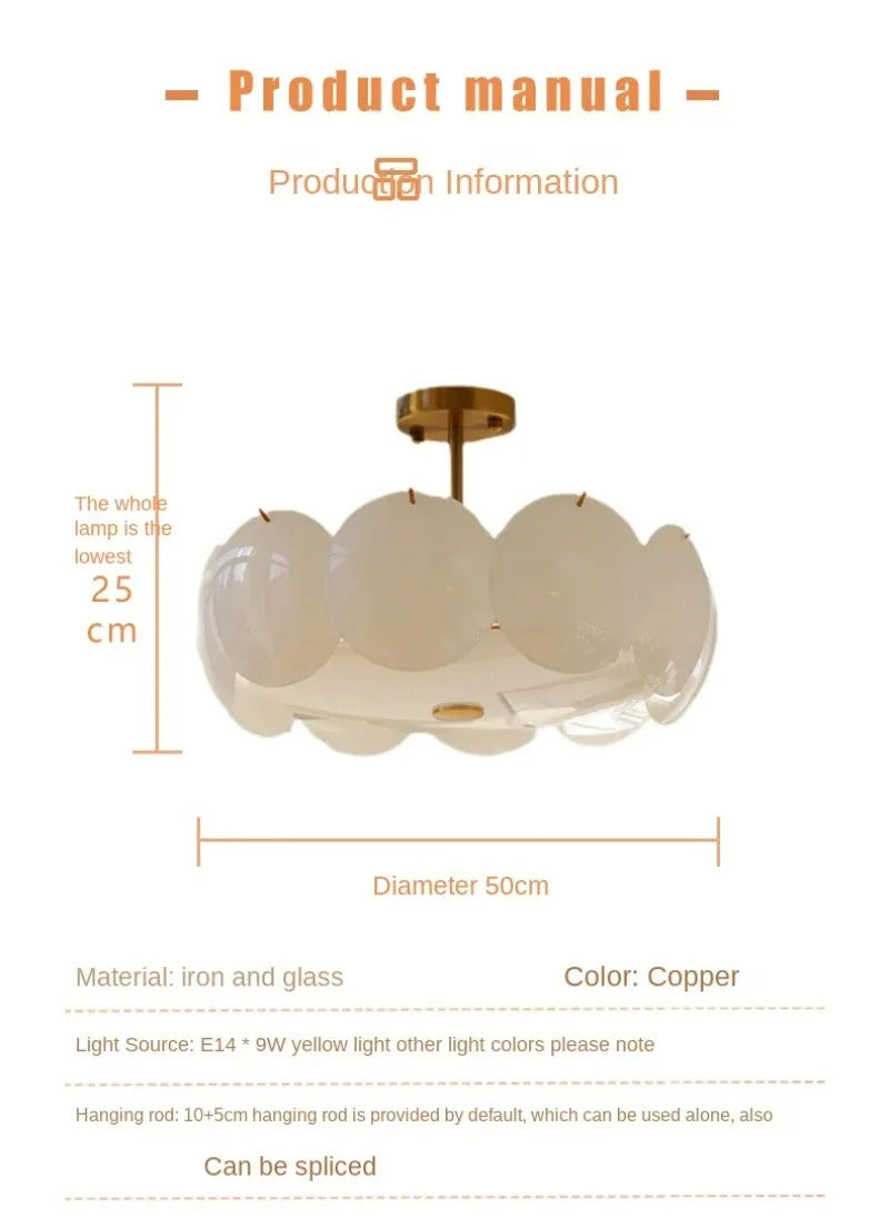 Glass Ceiling Light  Modern Cream White Ceiling Dining Room Bedroom Light