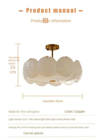 Glass Ceiling Light  Modern Cream White Ceiling Dining Room Bedroom Light