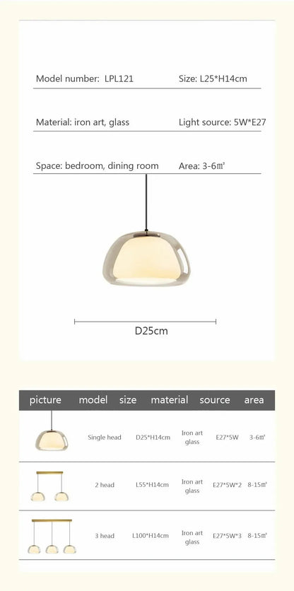 Nordic Glass Jellies Design Hanging Lamp Indoor Dining Living Room Pendant Light