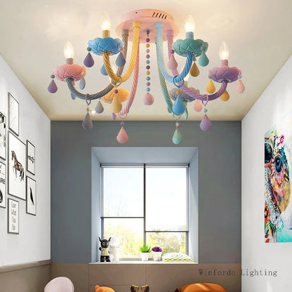 European Children rainbow chandelier Bedroom Princess room kawaii light