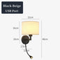 Bedside Wall Lamp LED Fabric Lampshade With 3W 360° Rotation Spotlight Reading lights