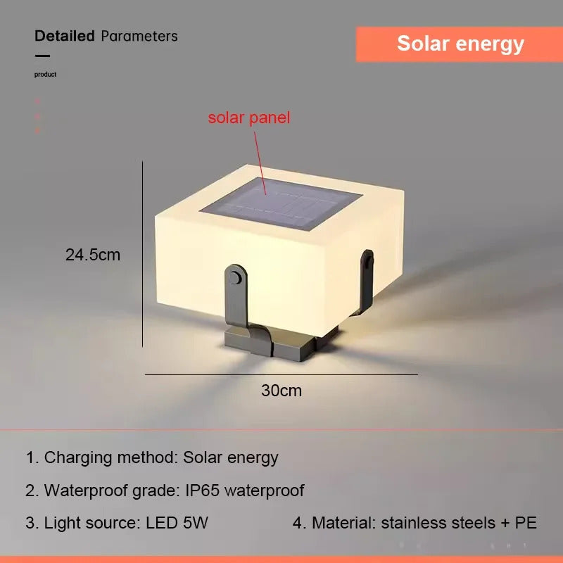 Solar Pillar Lights Villa Outdoor Waterproof  LED Wall Lamp  Gate Garden Lighting