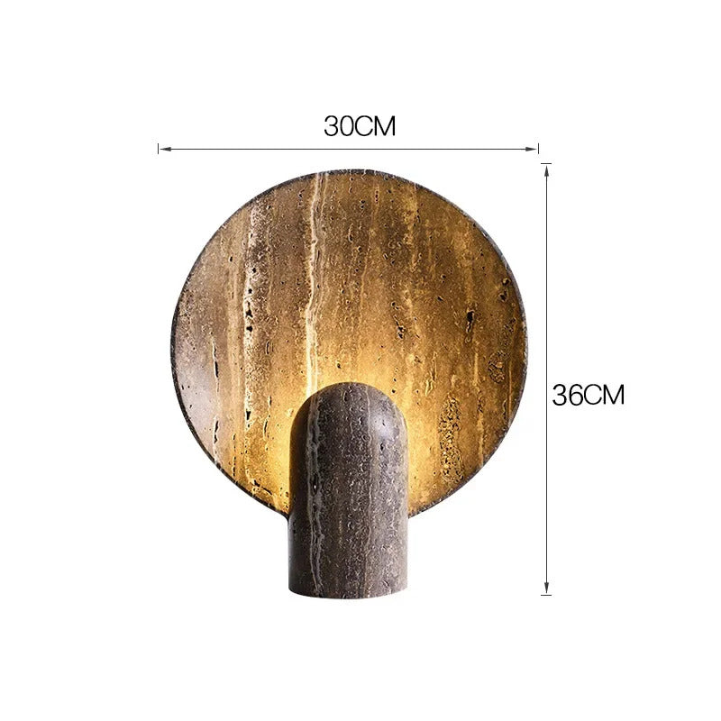 creative living room brown luxury dark travertine rock minimalist Nordic bedroom home decor LED modern resin table lamp