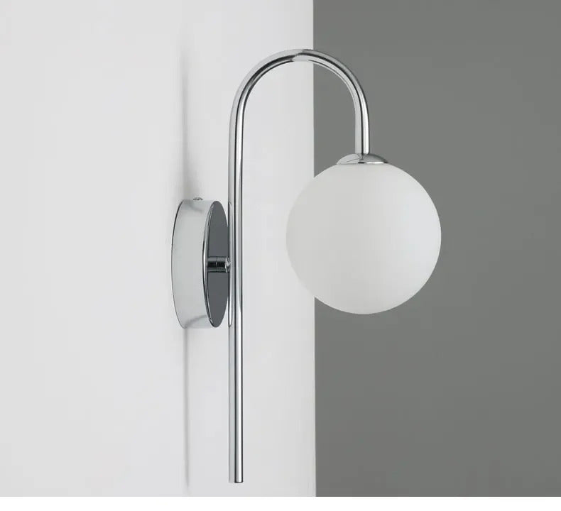 Modern Bauhaus silver small wall lamp Nordic simple bedroom bedside wall light