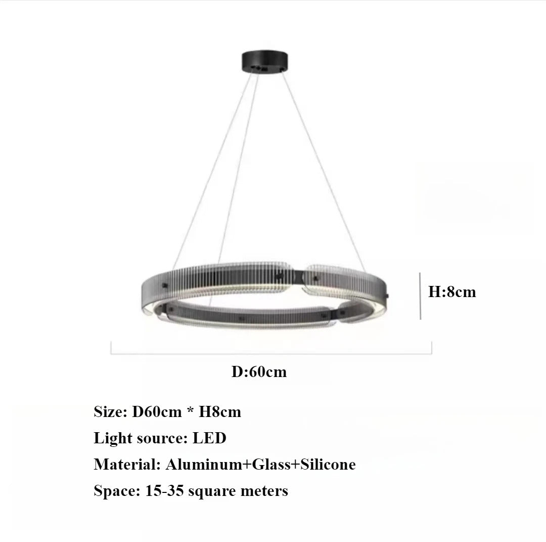 Modern black round chandelier Nordic simple glass lampshade ring LED pendant lights