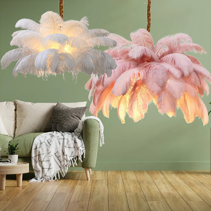 Ostrich Feather Chandelier Decor hall light