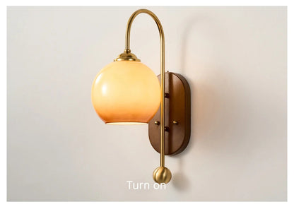 French Lomin Retro Wall Lamp Luxury vintage Glass wooden Wall Light sconce