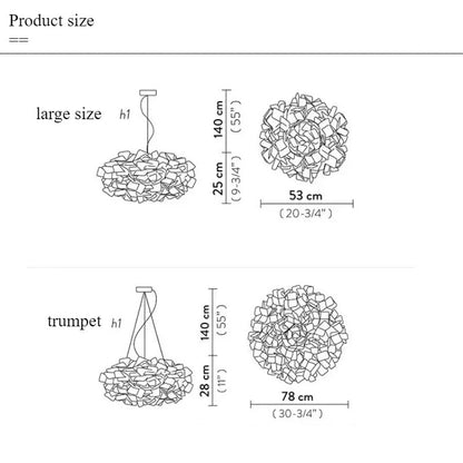 Italian Art Flower Petal Style Pendant light Nordic Clouds Led Chandelier