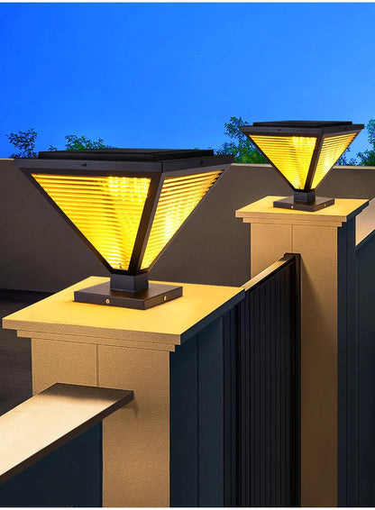 Outdoor Solar Tapered Pillar Lights Light Control Garden Light Sensor Outdoor Waterproof lamp